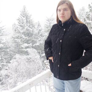 Vintage Lady Hathaway Quited Black Faux Fur Jacket